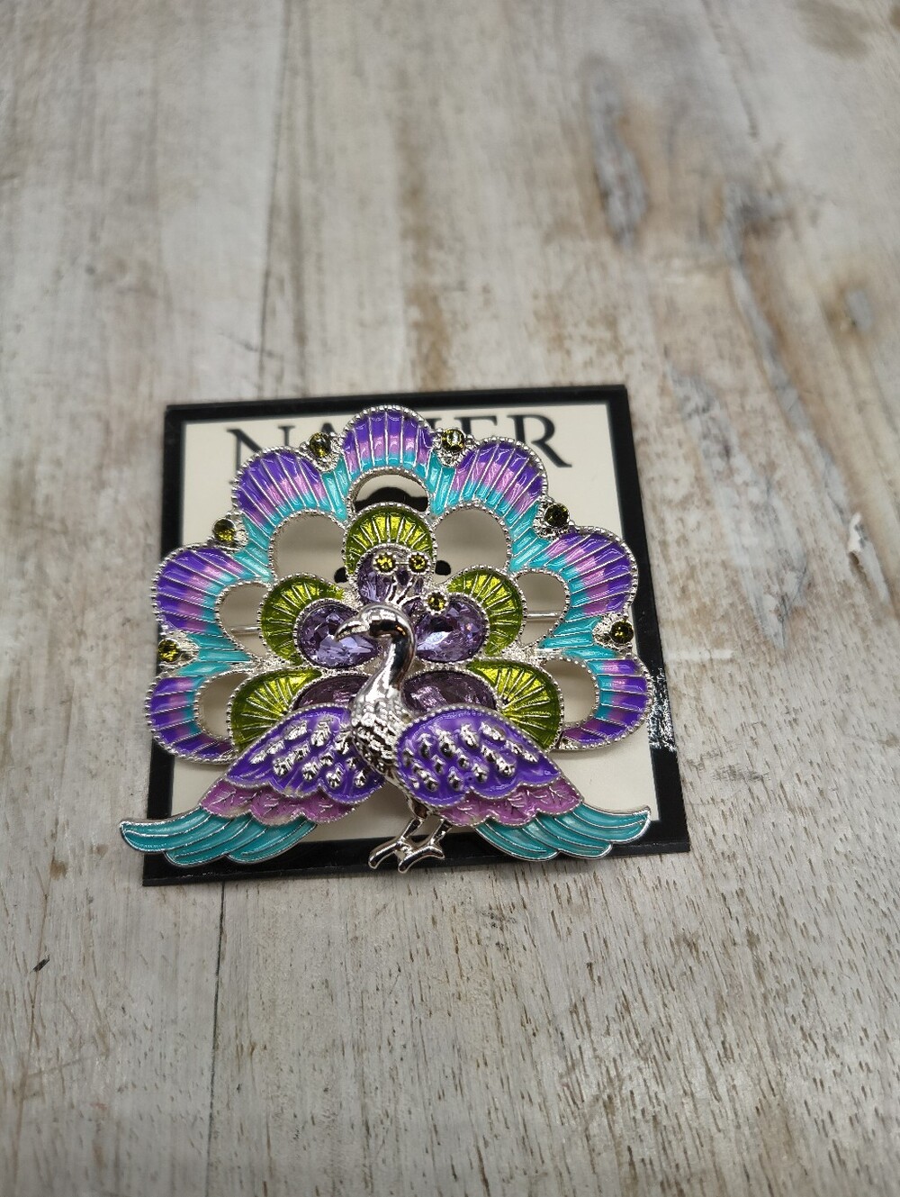 Napier Silver-Tone Peacocks Pin